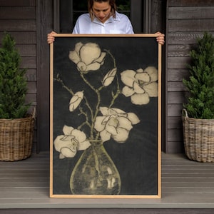 Framed Botanical Canvas Art: Vintage Floral Oil Painting Print | F510