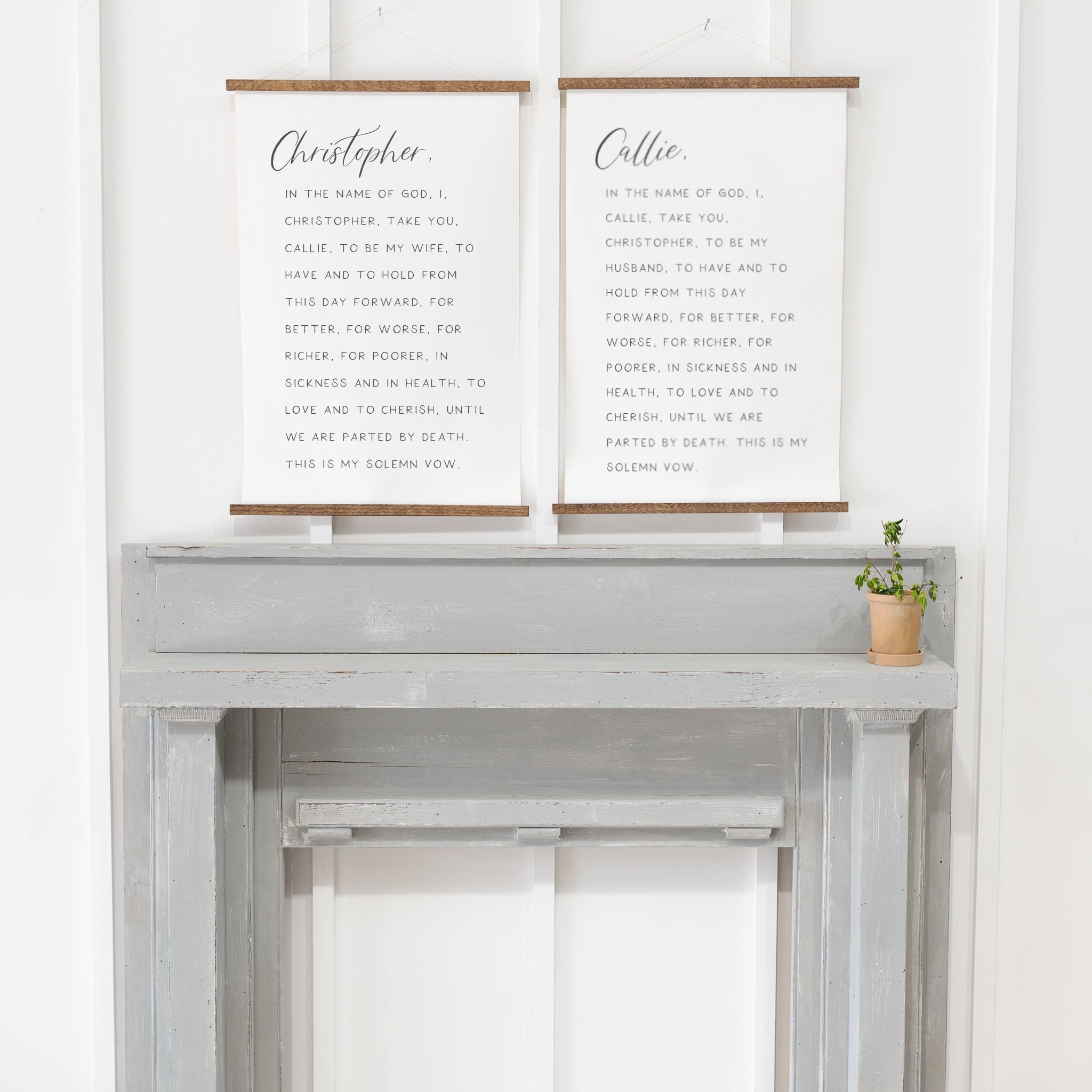 Custom Vows Signs | Pair of Custom Canvas Signs | Your Printed Vows | Hanging Frames | Master Bedroom Signs | Wedding Gift | Set Of Two