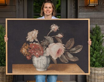 Vintage Floral Still Life: Framed Cotton Canvas Art | F645