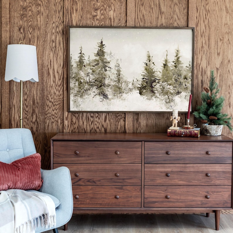 Winter Wall Art Vintage Christmas Tree Wall Decor Canvas Wall Art