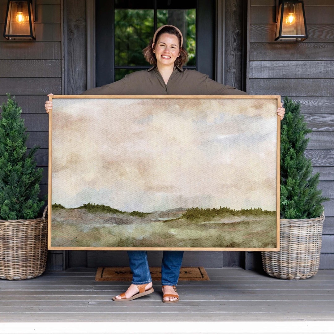 Framed Abstract Landscape Art: Neutral Watercolor Canvas Print | F245 - Etsy