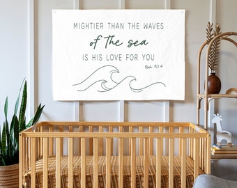 Waves of the Sea Canvas Flag: Neutral Nursery Decor | 440