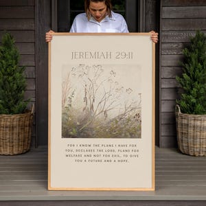 Jeremiah 29:11 Modern Christian Wall Art | Cotton Canvas Print, Framed Home Decor | F650