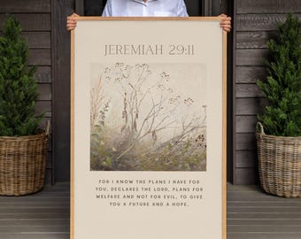 Jeremiah 29:11 Modern Christian Wall Art | Cotton Canvas Print, Framed Home Decor | F650