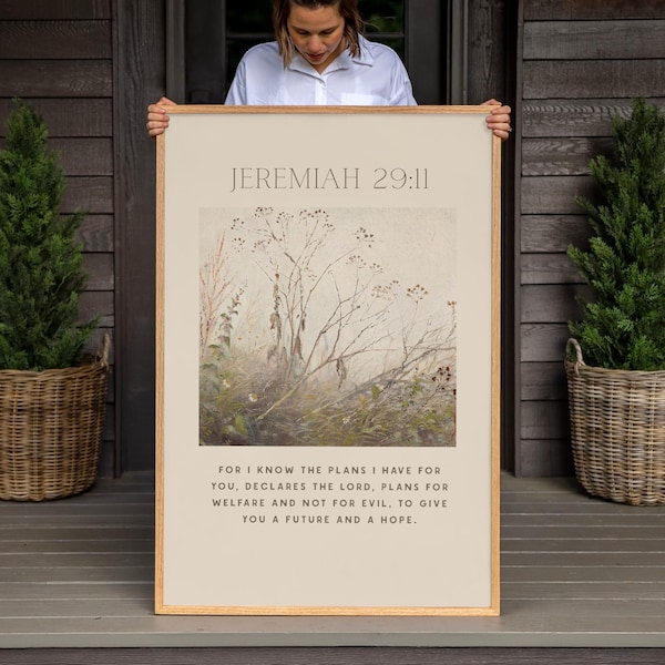 Jeremiah 29:11 Modern Christian Wall Art | Cotton Canvas Print, Framed Home Decor | F650