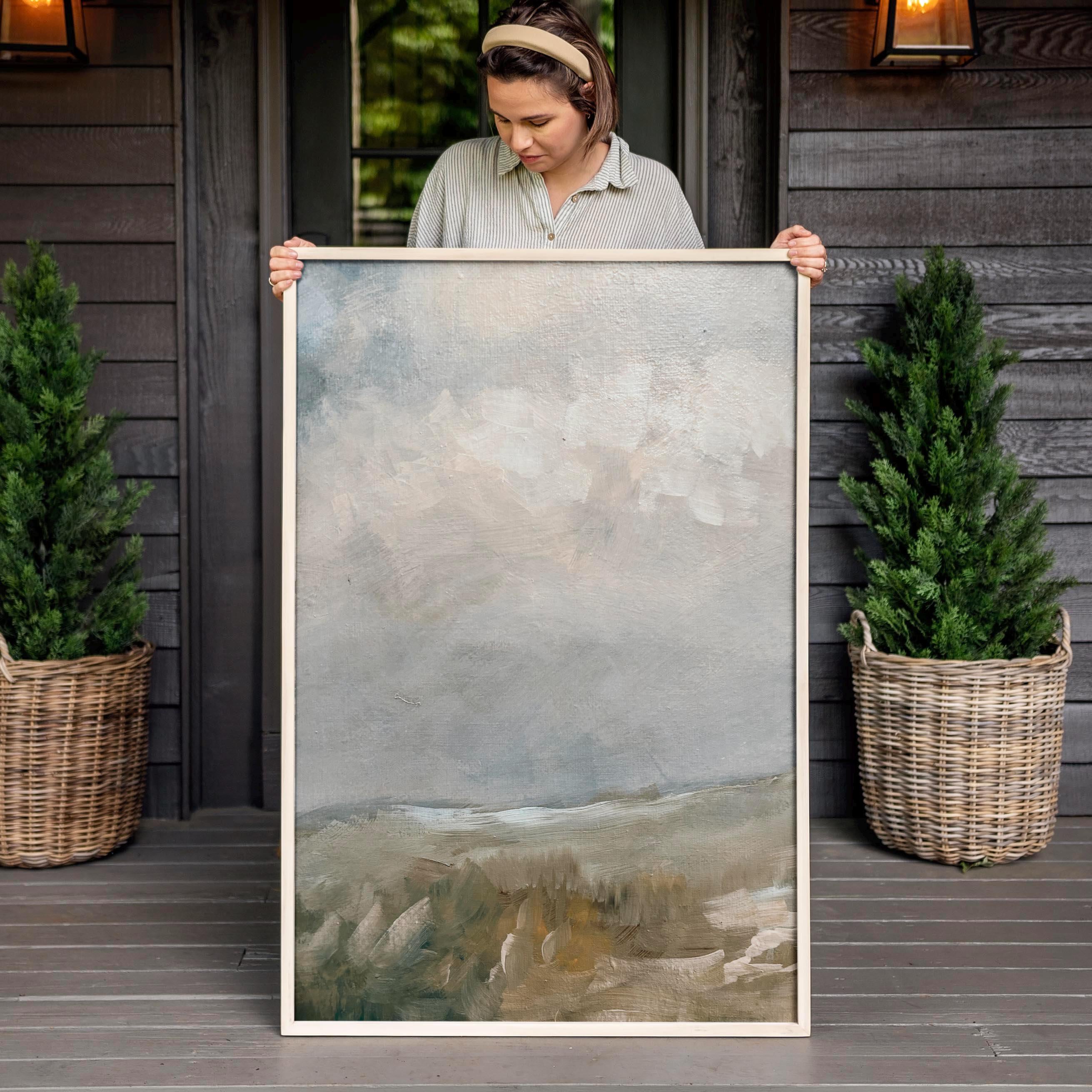 Oil Painting Print | Modern Abstract Nature Wall Art | Abstract Vintage Art | Large Canvas Framed Vertical Living Room Decor | F600