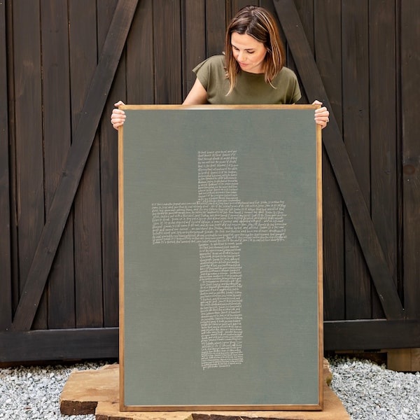 Hand Lettered Cross Art - Framed Cotton Canvas | F707