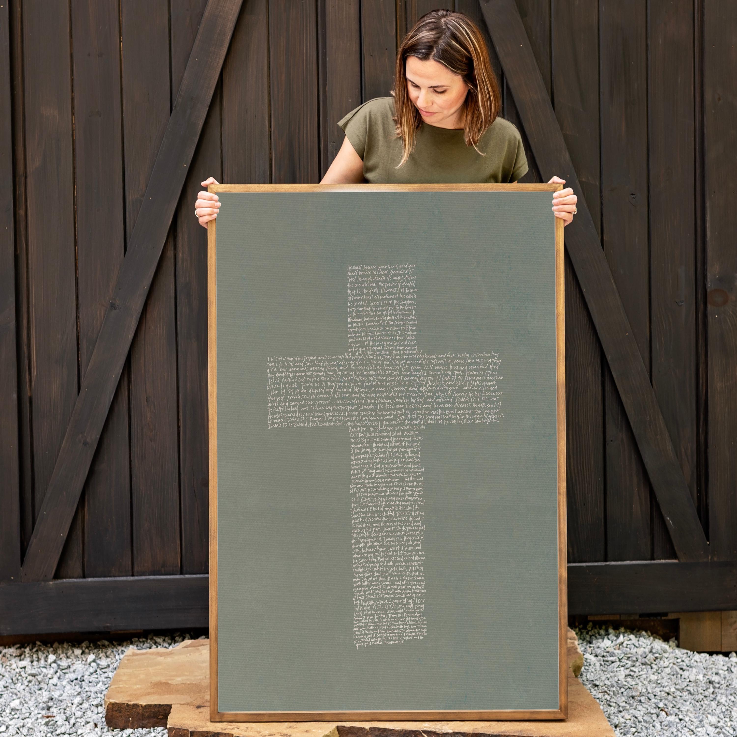Hand Lettered Cross Art - Framed Cotton Canvas | F707 - Etsy