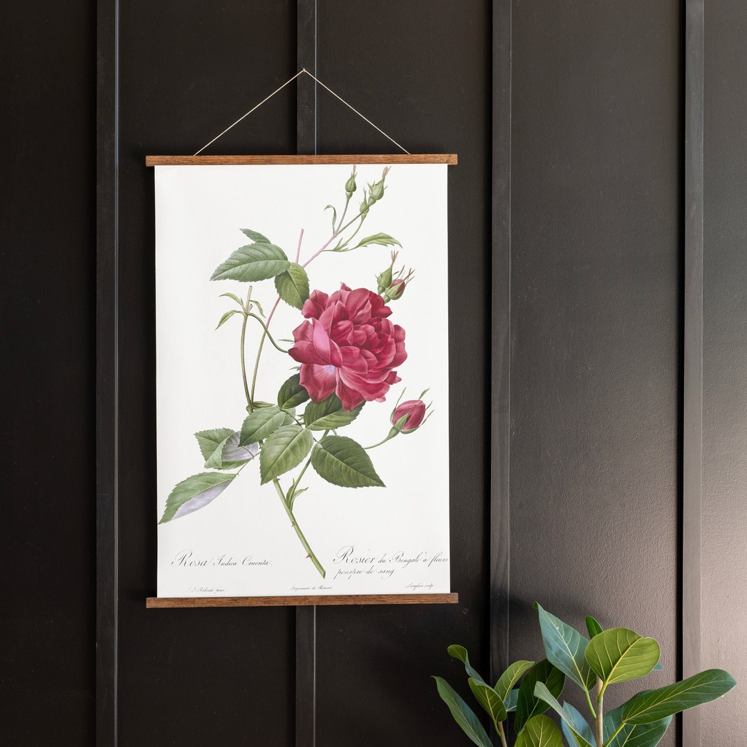 Red Rose Print Canvas Wall Art Botanical Decor Hanging Canvas Bedroom