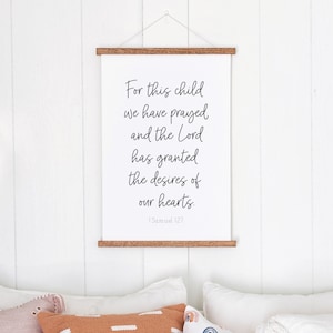 Scripture Sign | For This Child We Have Prayed Sign | Kids Room Canvas Sign | 1 Samuel 1 27 | Hanging Frames | 335