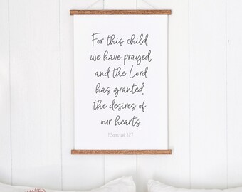 For This Child We Prayed – Canvas Sign | 1 Samuel 1:27 Scripture Art | 335
