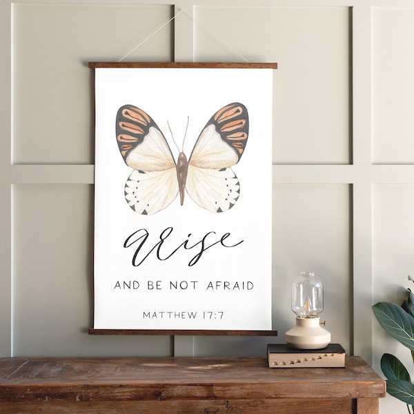 Matthew 17 | Scripture Sign | Butterfly Signs | Canvas Hanging | Arise | Bible Verse Canvas Sign | Christian Signs | Hanging Frames | 350