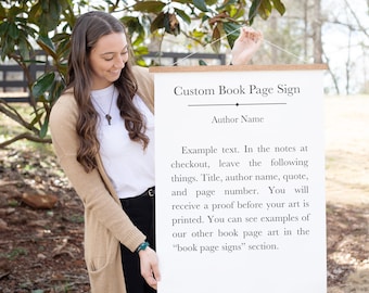 Customizable Book Page Sign | Canvas Hanging | Book Quote Print | Canvas Sign | Hanging Frames | Custom Book Page Sign