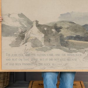 Vintage Scripture Canvas Wall Art: Matthew 7 House Built On The Rock | F201 image 4