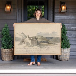 Vintage Scripture Canvas Wall Art: Matthew 7 House Built On The Rock | F201 image 1