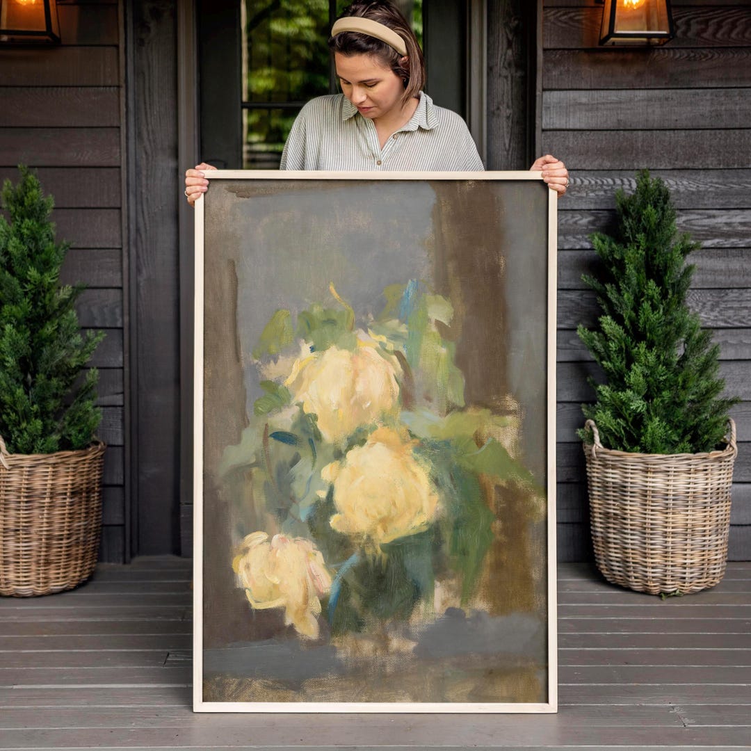 Vintage Floral Still Life Framed Canvas Art: Botanical Print | F616 - Etsy