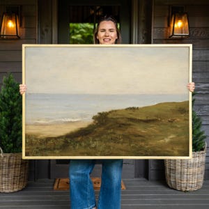 Coastal Wall Art | Beach House Wall Art | Beach Artwork | Large Ocean Painting | Beach Vintage Art | Framed Canvas | Vintage Art | F675