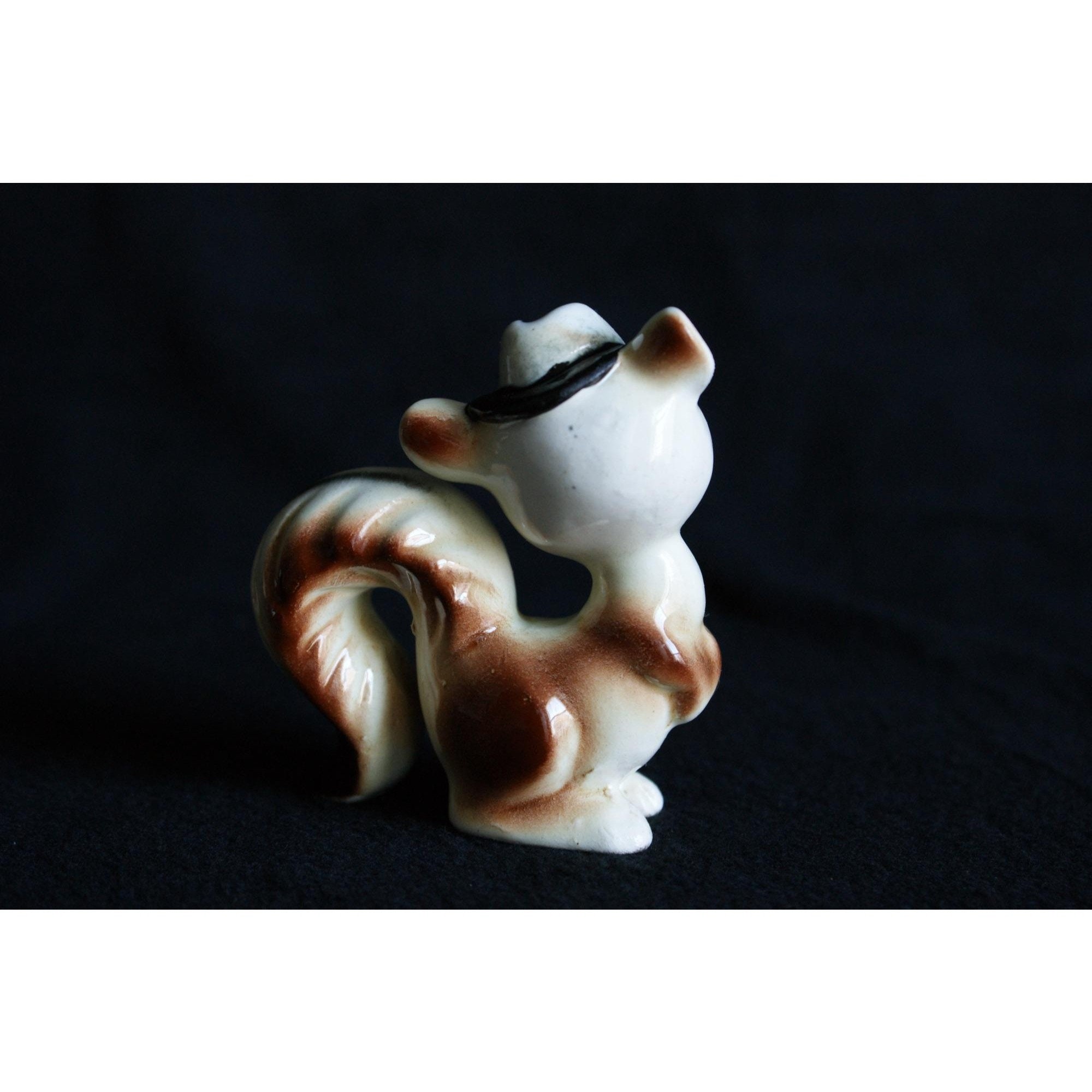 Vintage Ceramic Squirrel Figurine with Hat Etsy