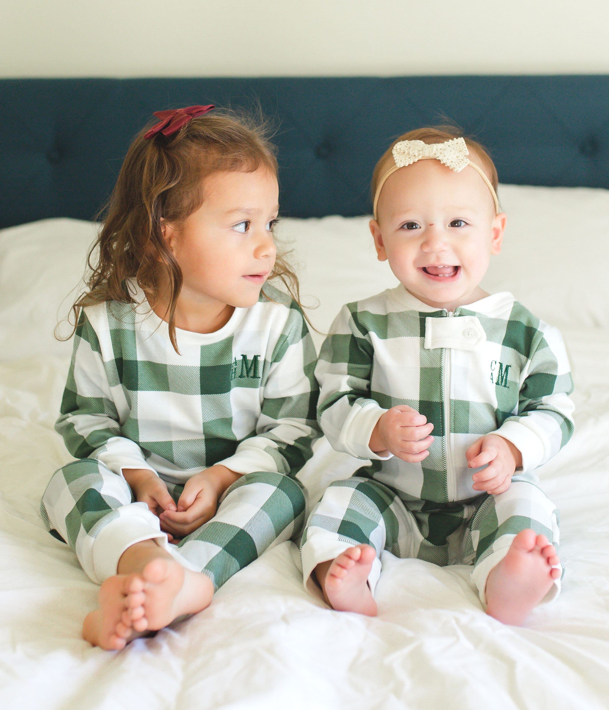 Green Plaid Xmas Pjs Family Matching 100% Cotton Pajamas 