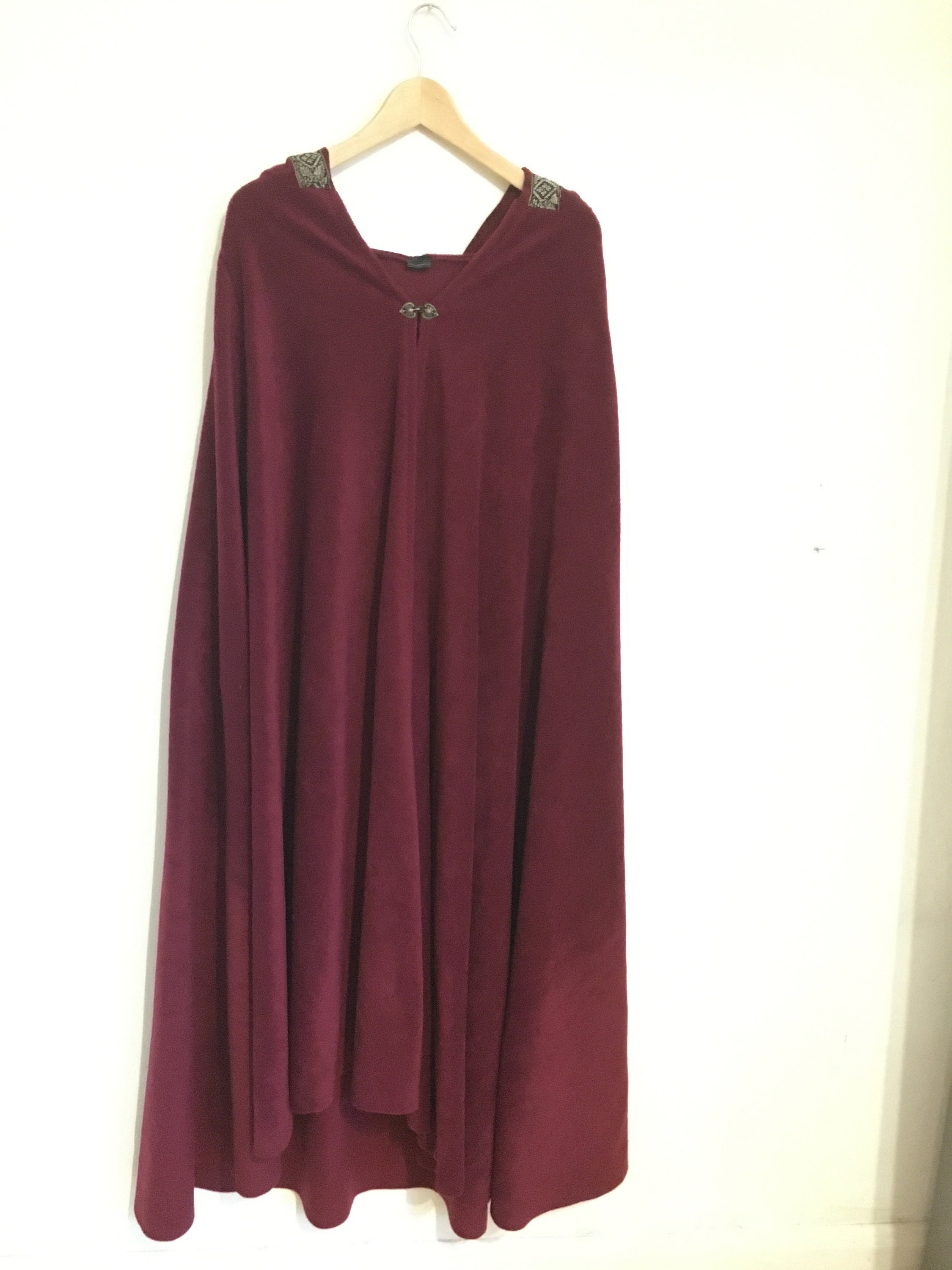 Burgundy red Fleece Cloak/Cape Goddess Eleven Full length | Etsy
