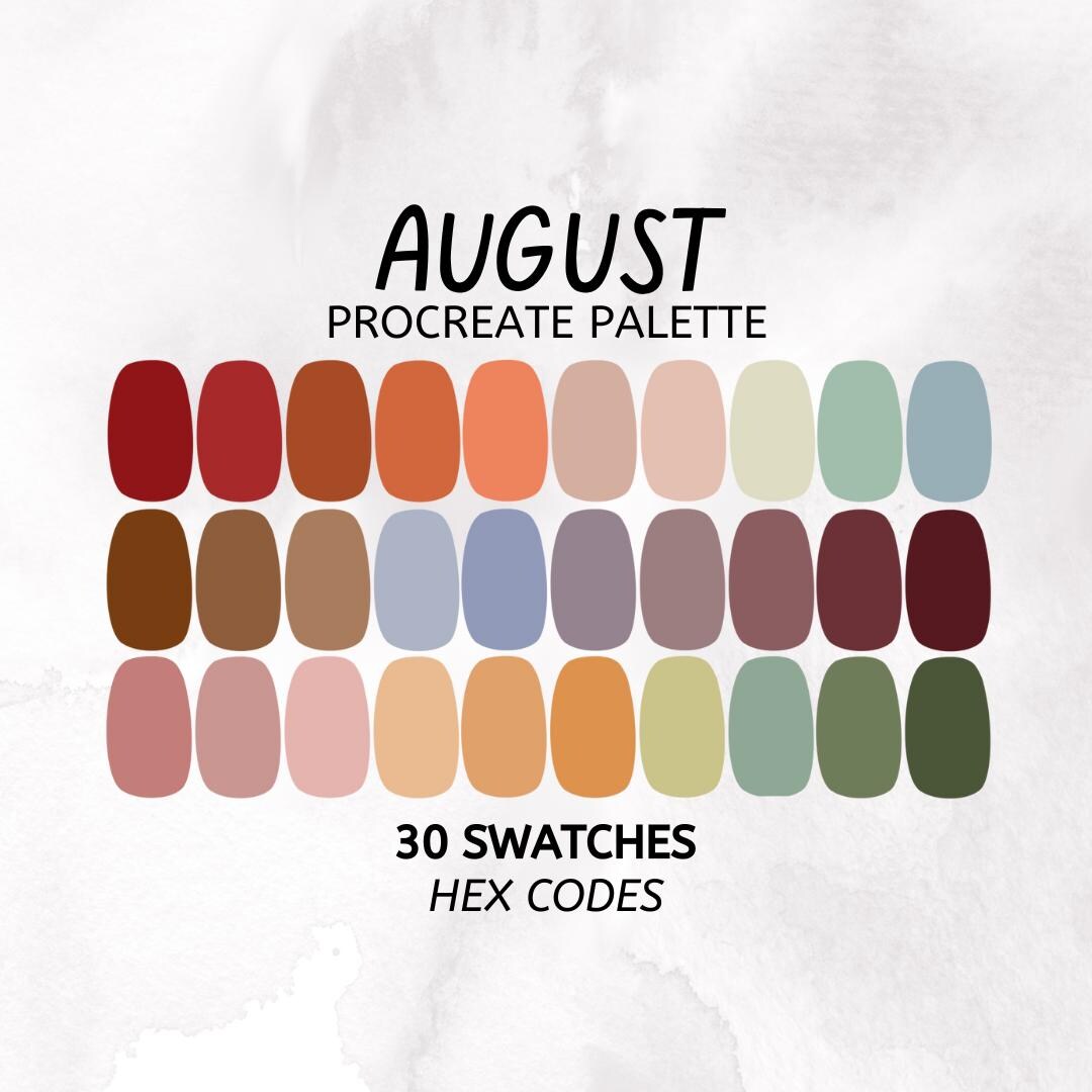August Color Lab August Procreate Color Palette | 30 Soft Summer Swatches (digital ...