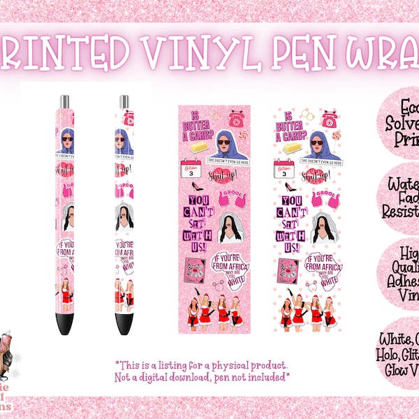 Mean Girls Printed Pen Wraps, Adhesive Pen Wrap, Epoxy Crafts Pen Wrap, Patterned Vinyl