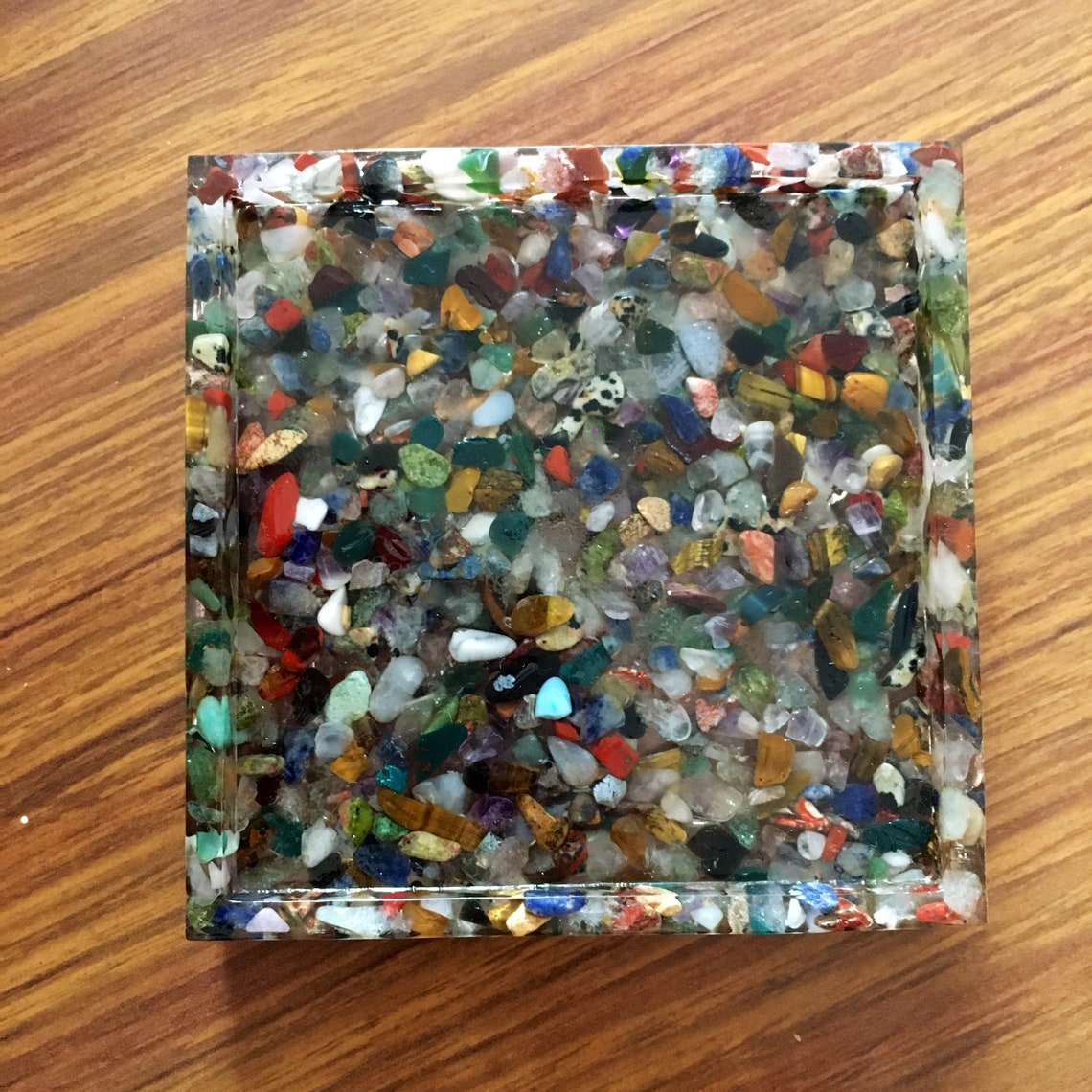 Resin coasters/ trinket trays/ crystal dishes embedded with a Etsy