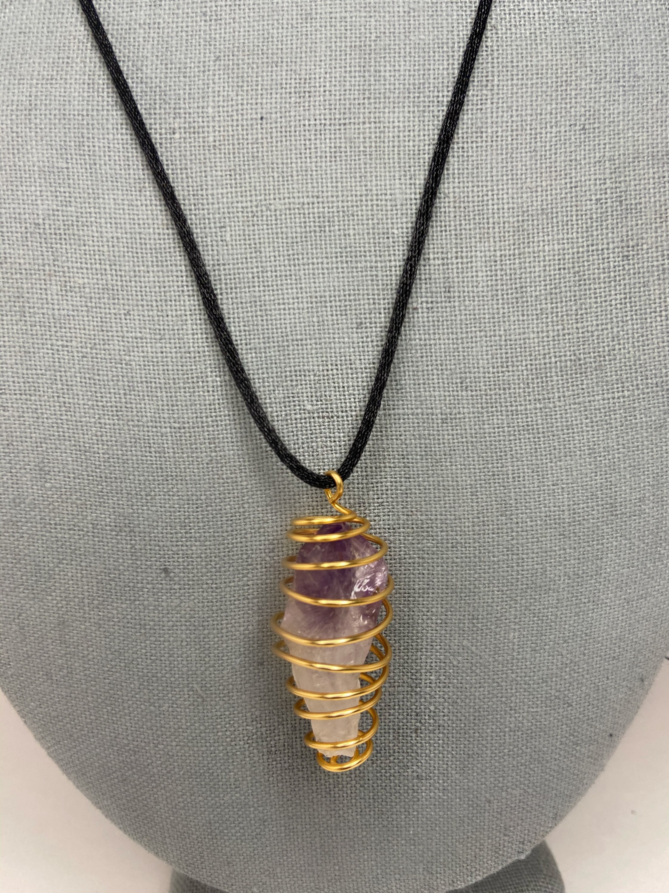 Amythest crystal healing necklace Etsy