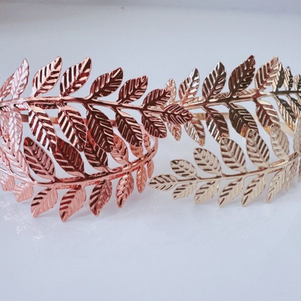 Women Greek Party Metal Gold color Leaf Arm Cuff Band Armlet Bracelet Bangle