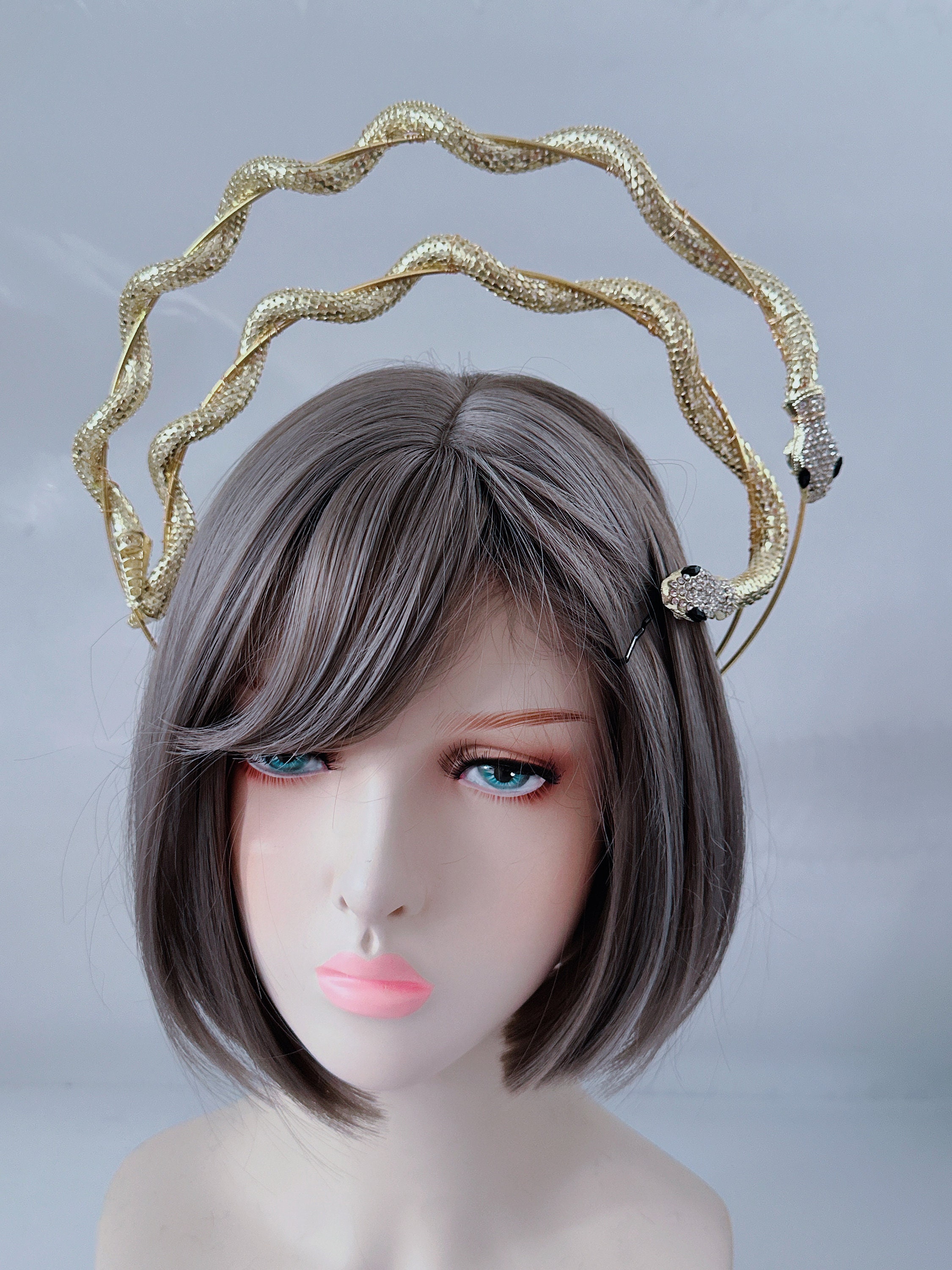 Women Lady Gold Tone Snake Python Medusa Inspired Scary Spooky ...