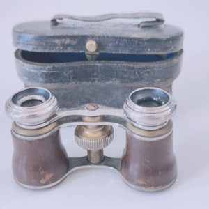Antique Small Binoculars with case Opera Glasses