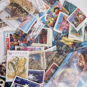 100 Pieces Used Stamped Assorted Australian Stamps Perfect for CRAFT collection,vintage collection