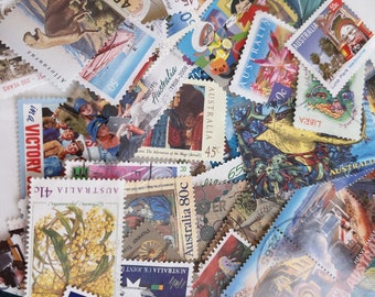 100 Pieces Used Stamped Assorted Australian Stamps Perfect for CRAFT scraping collection, vintage collection