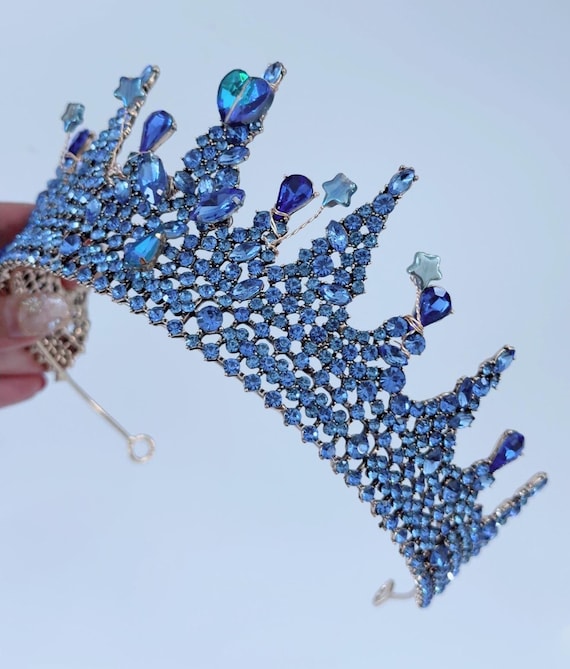 Elegant Blue Tiara for Women Bridal Tiaras: Elegant Womens Wedding Crown With Blue  main image 4