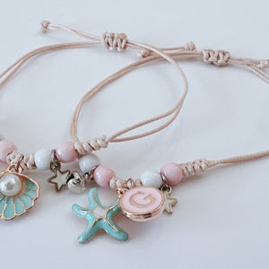 Friendship Girl Friend BFF Sweet Mermaid Sea Star Shell Bracelet /Personalise with name Birthday Gift for her