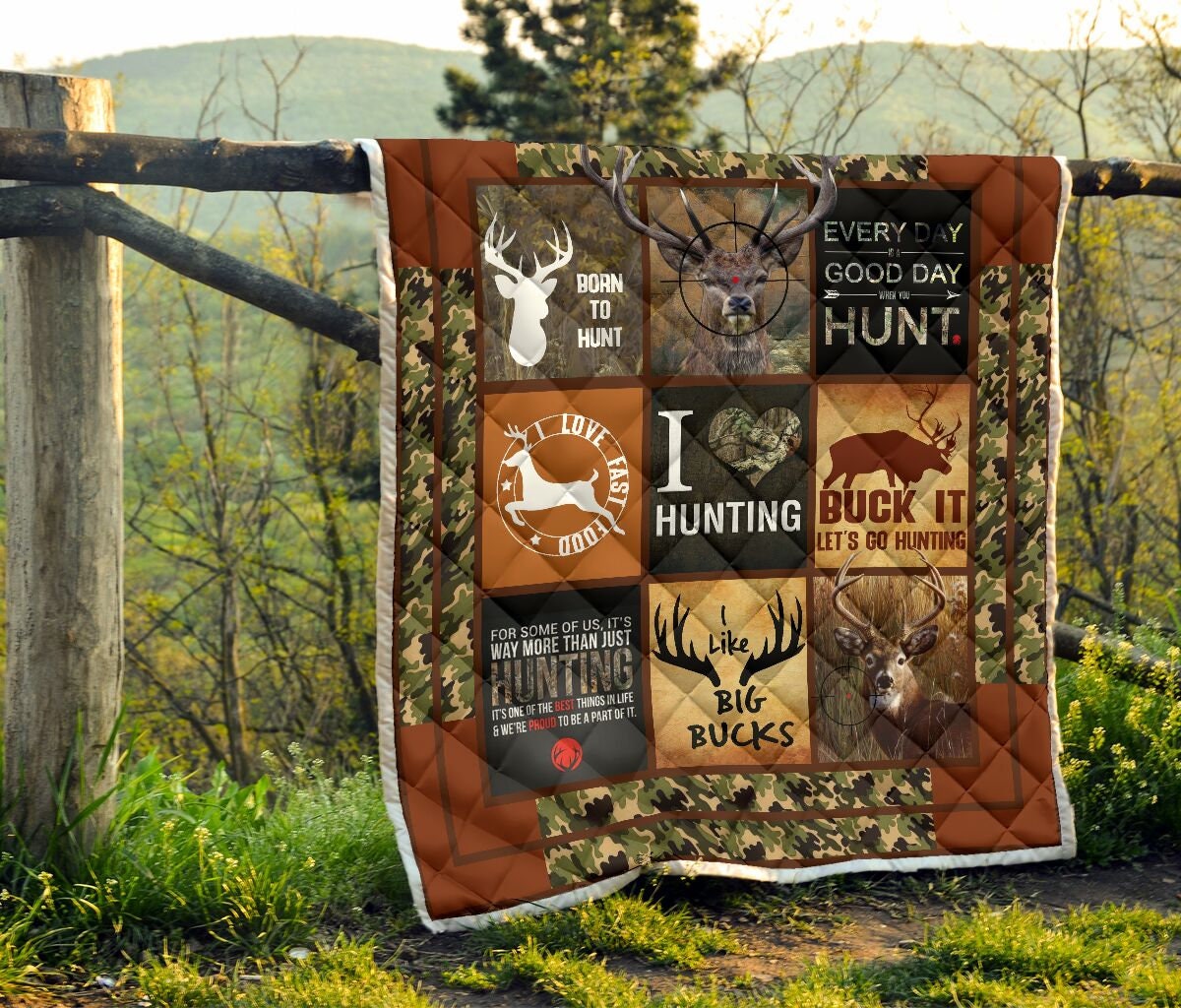 Deer Hunting I Like Big Bucks Quilt printed quilt animal | Etsy