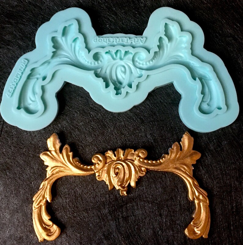 2D Antique Baroque Scroll Mold for Cake Decorating Clay Etsy