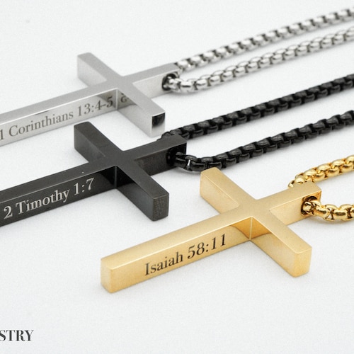 Personalized Cross Necklace Gifts for Him Men Dad Boyfriend Etsy