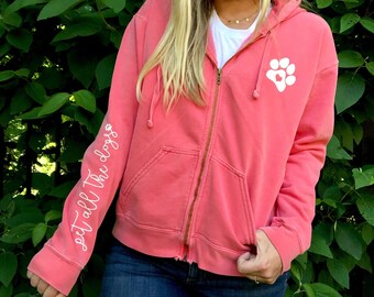 paw print zip up hoodie
