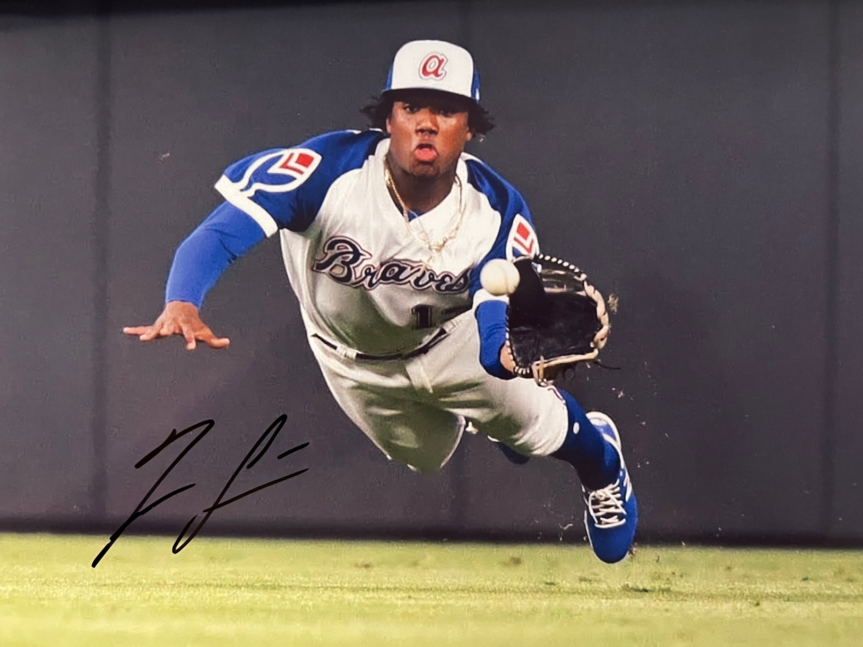 Atlanta Braves Ronald Acuna Jr. Autographed Framed Blue Jersey