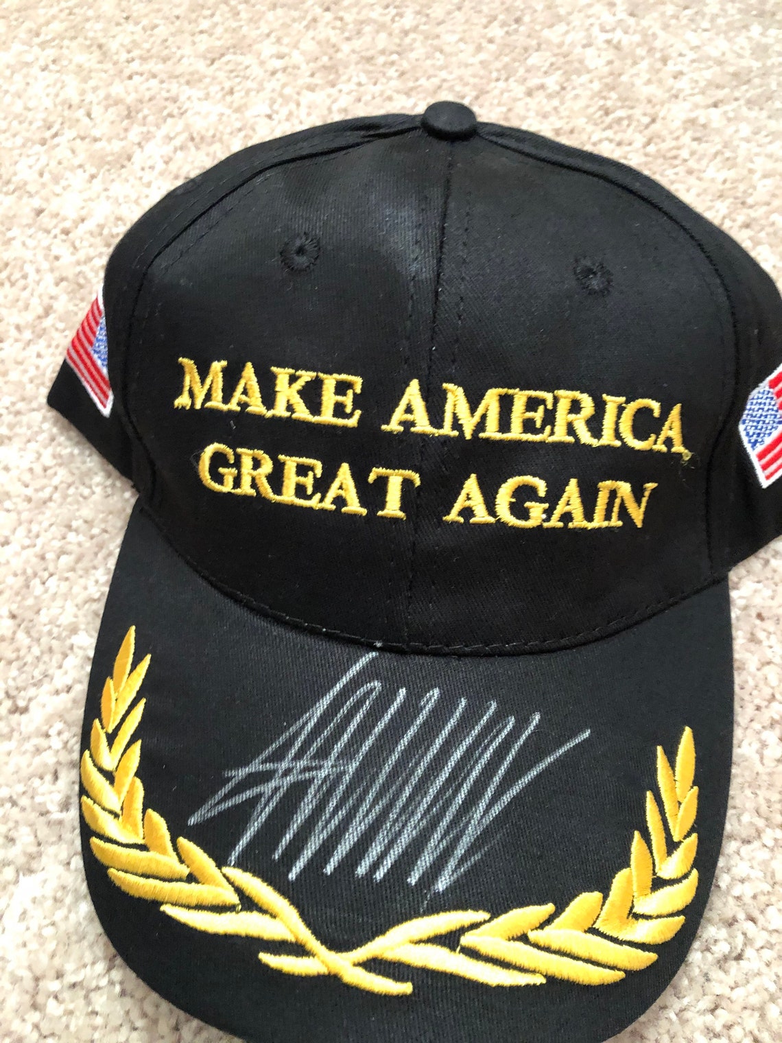 President Donald Trump Signed MAGA Black Hat Etsy