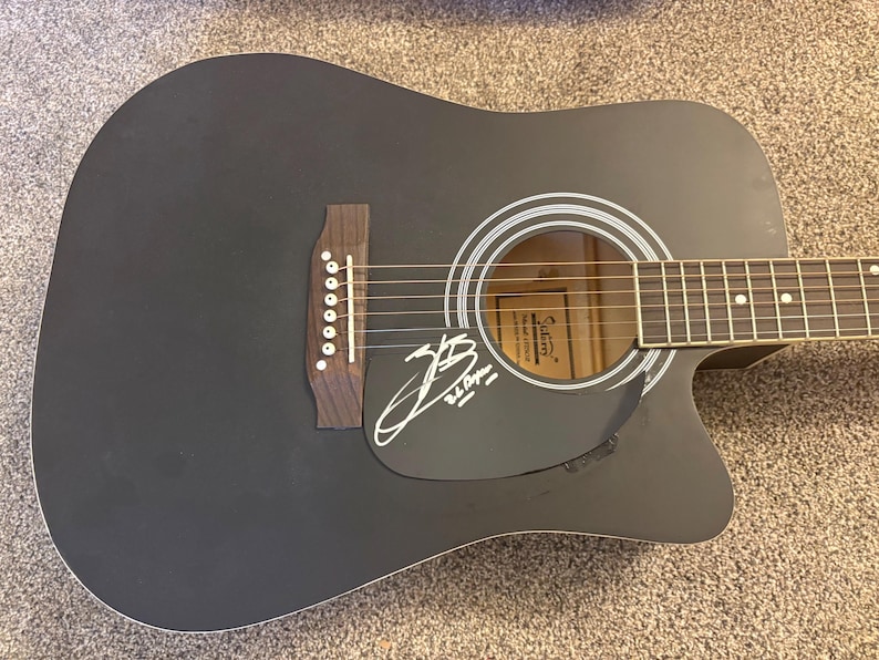 Zach Bryan Signed Black Acoustic Guitar image 3