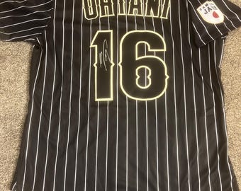 Shohei Ohtani LA Dodgers Signed Black Pi striped Japan Samurai Jersey