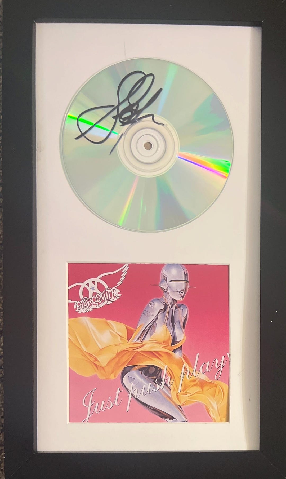 エアロスミス　サイン　レコード　AEROSMITH スティーブンタイラー　直筆 スティーヴン・タイラー エアロスミス 直筆サイン入り額入りCD カバー