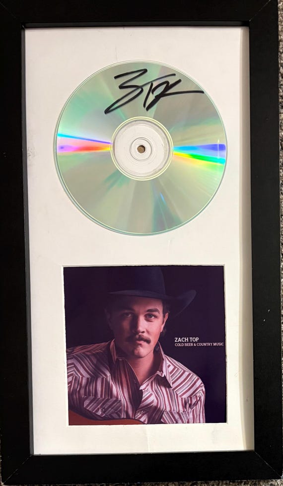 Zach Top Signed Framed CD W Cover Photo 7x13 Cold Beer and Country