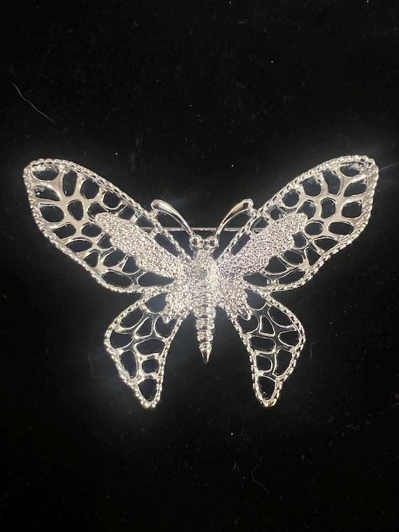 Madame Butterfly Silver Brooch by Sarah Coventry