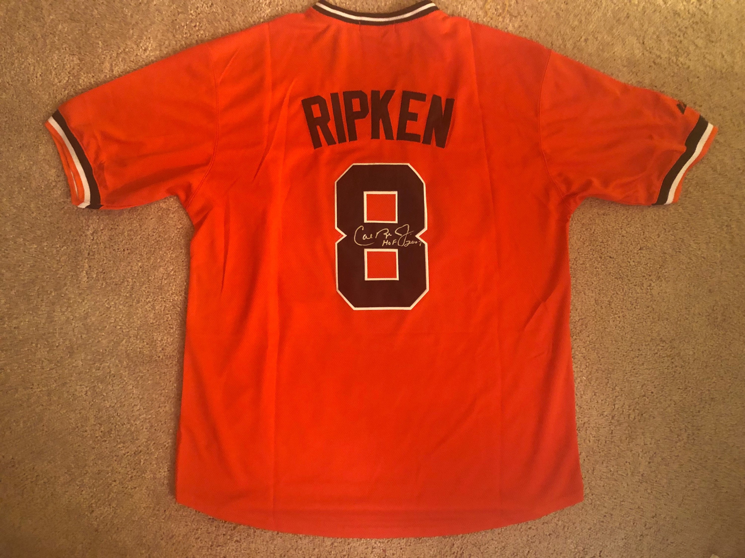 Cal Ripken Jr. Baltimore Orioles Iron Man Signed Orange 