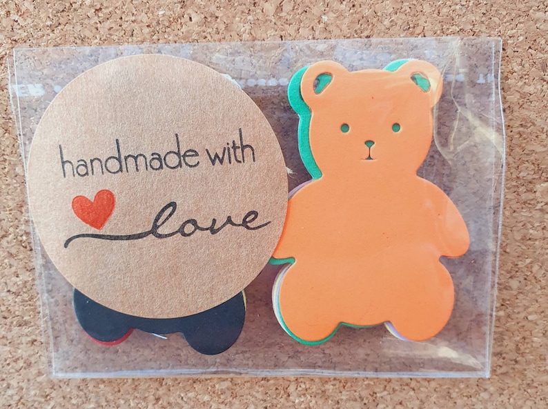 choice of colour embellishments for card or gift tag making Die cut 20 Teddy Bears card toppers scrapbooking journals etc.