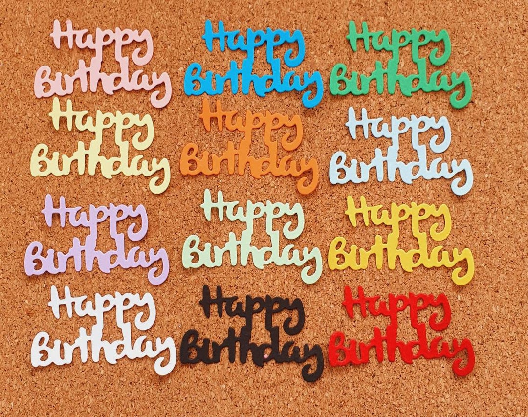 15 X Happy Birthday Die Cut Card Toppers, Choice of Colour