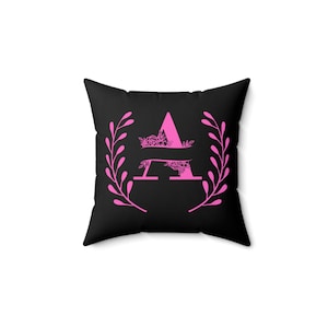 Almohada decorativa personalizada con letra A - Almohada cuadrada de poliéster hilado con acento elegante para decoración del hogar